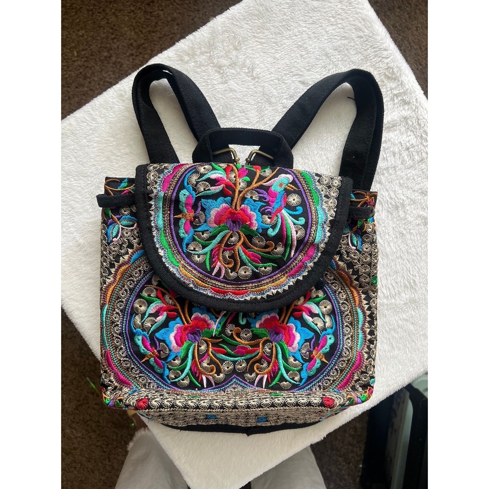 29.-   Vintage Embroidered Backpack Purses for Women - Boho Shoulder Bag for